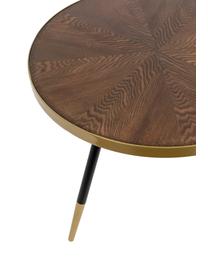 Mesa de centro redonda de madera Denise, Tablero: fibras de densidad media , Madera oscura, dorado, Ø 61 cm
