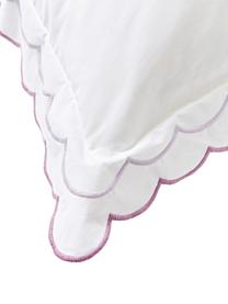 Poszewka na poduszkę z bawełny z falbanką Atina, Lila, biały, S 40 x D 80 cm