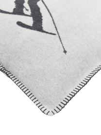 Kussenhoes Skiers in grijs, 85% katoen, 15% polyacryl, Lichtgrijs, grijs, B 50 x L 50 cm