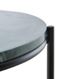 Okrągły stolik pomocniczy z marmuru Ella, Blat: marmur, Stelaż: metal malowany proszkowo, Blat: zielony marmur Stelaż: czarny, matowy, Ø 40 x W 50 cm
