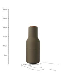 Set saliera e pepiera con tappo in legno di noce Bottle Grinder 2 pz, Coperchio: legno di noce, Verde scuro, beige, legno di noce, Ø 8 x Alt. 21 cm