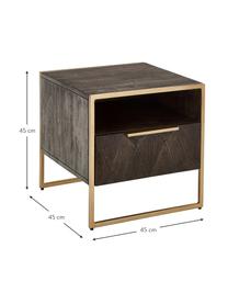 Szafka nocna z litego drewna mangowego Harry, Korpus: lite drewno mangowe, laki, Drewno mangowe, odcienie złotego, S 45 x W 45 cm