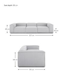 Canapé modulable 4 places Lennon, Tissu gris clair, larg. 327 x prof. 119 cm
