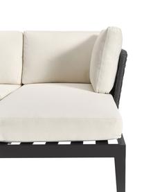 Narożna sofa ogrodowa Caline, Tapicerka: 100% poliester Dzięki tka, Stelaż: aluminium, Złamana biel, antracytowy, S 149 x G 77 cm, prawostronna