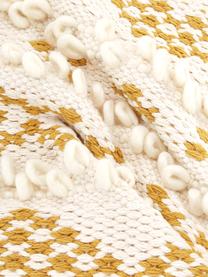Federa arredo boho con ornamenti decorativi Paco, 80% cotone, 20% lana, Bianco, giallo, Larg. 45 x Lung. 45 cm