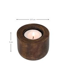 Waxinelichthouder licht van hout, Houtkleurig, Donkere hout, Ø 7 x H 5 cm