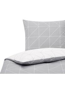 Obojstranná posteľná bielizeň z bavlny s grafickým vzorom Marla, Sivá, biela, 135 x 200 cm + 1 vankúš 80 x 80 cm