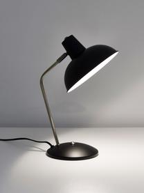 Retro-Schreibtischlampe Hood in Schwarz, Lampenschirm: Metall, lackiert, Lampenfuß: Metall, lackiert, Leuchte: Schwarz, Messingfarben Lampenschirm innen: Weiß, B 20 x H 38 cm