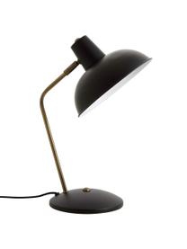 Retro-Schreibtischlampe Hood in Schwarz, Lampenschirm: Metall, lackiert, Lampenfuß: Metall, lackiert, Leuchte: Schwarz, Messingfarben Lampenschirm innen: Weiß, B 20 x H 38 cm