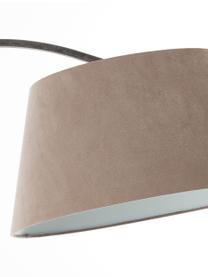 Lampada ad arco di design con finitura anticata Brok, Paralume: tessuto, Base della lampada: metallo, Grigio, Larg. 121 x Alt. 196 cm