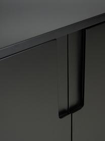 Dressoir Jesper met deuren in zwart, Frame: MDF met melaminecoating, Poten: gelakt metaal, Frame: zwart poten: glanzend goudkleurig, B 160 x H 80 cm