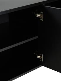 Sideboard Jesper mit Türen in Schwarz, Korpus: Mitteldichte Holzfaserpla, Füße: Metall, lackiert, Korpus: Schwarz Füße: Goldfarben, glänzend, B 160 x H 80 cm