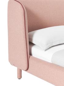Letto imbottito Luma, Rivestimento: 100% poliestere Il rivest, Piedini: metallo, poliestere, Tessuto rosa, Larg. 140 x Lung. 200 cm