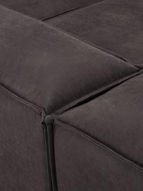 Canapé d'angle modulable 4 places en cuir recyclé avec pouf Lennon, Cuir brun-gris, larg. 327 x prof. 207 cm