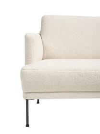 Sofa narożna z metalowymi nogami Fluente, Tapicerka: 100% poliester Dzięki tka, Stelaż: lite drewno sosnowe z cer, Nogi: metal malowany proszkowo, Kremowobiały Teddy, S 198 x G 152 cm, prawostronna