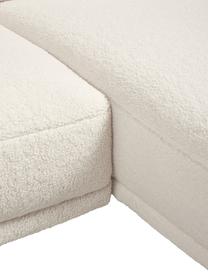 Sofa narożna z metalowymi nogami Fluente, Tapicerka: 100% poliester Dzięki tka, Stelaż: lite drewno sosnowe z cer, Nogi: metal malowany proszkowo, Kremowobiały Teddy, S 198 x G 152 cm, prawostronna