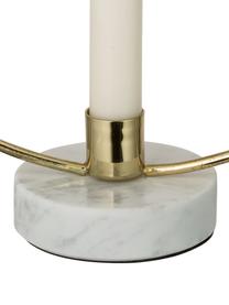 Candelabro Golden Ring, Candelabro: metallo rivestito, Gambo: marmo, Dorato , bianco, Larg. 28 x Alt. 30 cm