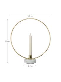 Kerzenhalter Golden Ring, Kerzenhalter: Metall, beschichtet, Fuß: Marmor, Goldfarben, Weiß, B 28 x H 30 cm