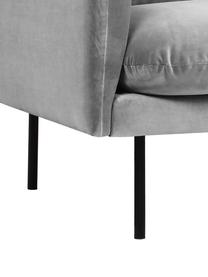 Canapé d'angle en velours et pieds en métal Moby, Velours gris, larg. 280 x prof. 160 cm, méridienne à gauche