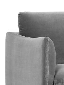 Canapé d'angle en velours pieds en métal Moby, Velours gris, larg. 280 x prof. 160 cm, méridienne à gauche