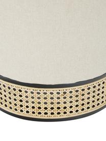 Pouf rond avec cannage Mara, Tissu beige, Ø 37 x haut. 39 cm