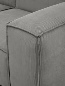 Canapé modulable 4 places velours côtelé gris avec pouf Lennon, Velours côtelé gris