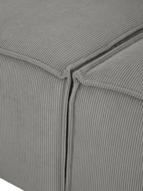 Canapé modulable 4 places velours côtelé gris avec pouf Lennon, Velours côtelé gris