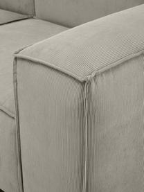 Canapé modulaire 4 places velours côtelé gris avec pouf Lennon, Velours côtelé gris, larg. 327 x prof. 207 cm