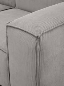 Canapé modulable 4 places velours côtelé gris avec pouf Lennon, Velours côtelé gris, larg. 327 x prof. 207 cm