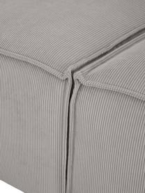 Canapé modulable 4 places velours côtelé gris avec pouf Lennon, Velours côtelé gris, larg. 327 x prof. 207 cm