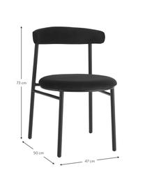 Fluwelen stoelen Doggi, 2 stuks, Bekleding: 100 % polyester, Frame: gecoat metaal, Fluweel zwart, B 47 x D 50 cm