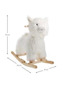 Zabawka na biegunach Lama, Poliester, drewno topoli, Biały, jasne drewno naturalne, S 65 x W 70 cm