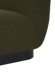 Fauteuil cocktail en tissu bouclé Elsie, Tissu bouclé vert foncé, noir, larg. 77 x prof. 84 cm