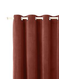 Cortinas opacas de terciopelo con ojales Rush, 2 uds., 100% poliéster (reciclado), Rojo oscuro, An 135 x L 260 cm