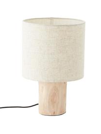 Lampa stołowa z drewna i lnu w stylu scandi Pia, Beżowy, Ø 20 x W 30 cm