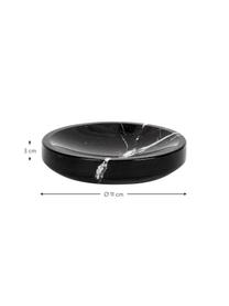 Marmeren zeepbakje Lux, Marmer, Zwart, gemarmerd, Ø 11 x H 3 cm