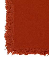 Baumwoll-Servietten Nalia in Rot mit Fransen, 2 Stück, Baumwolle, Rot, B 35 x L 35 cm