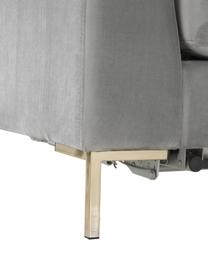 Divano letto 3 posti in velluto con materasso Luna, Rivestimento: 100% poliestere, certific, Struttura: legno di faggio massiccio, Piedini: metallo galvanizzato, Velluto grigio chiaro, Larg. 270 x Prof. 184 cm, chaise-longue a destra