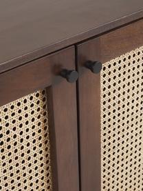 Sideboard Vienna mit Wiener Geflecht, Korpus: Massives Mangoholz, Füße: Metall, pulverbeschichtet, Mangoholz, B 165 x H 78 cm