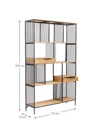 Étagère design Modena, Bois de manguier, noir, larg. 125 cm, haut. 200 cm
