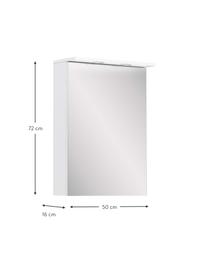 Bad-Spiegelschrank Palladia mit LED-Beleuchtung, Korpus: Spanplatte mit Melaminhar, Einlegeböden: Glas, Spiegelfläche: Spiegelglas, Weiß, B 50 x H 72 cm