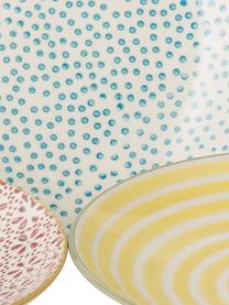 Sada ručně malovaných pečivových talířů Holly, 3 díly, Kamenina, Krémově bílá, červená, žlutá, modrá, Ø 16 cm