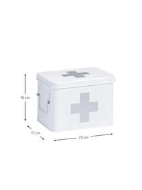 Pudełko do przechowywania Medizina, Metal powlekany, Biały, szary, S 23 x W 16 cm
