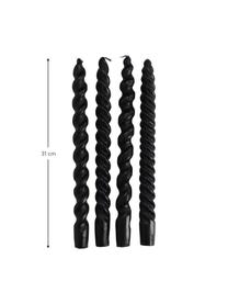 Chandelles Spiral, 4 pièces, Cire, Noir, Ø 2,5 x haut. 31 cm