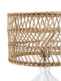 Grande lampe à poser rotin et verre Zoya, Brun clair transparent, Ø 30 x haut. 51 cm