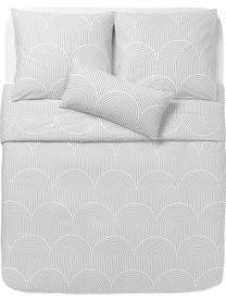Gemusterter Baumwoll-Bettdeckenbezug Arcs in Grau/Weiß, Webart: Renforcé Fadendichte 144 , Grau, B 200 x L 200 cm