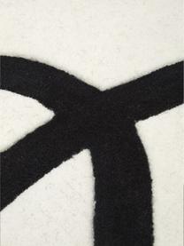 Handgetufteter Wollteppich Line in Cremeweiß/Schwarz mit One Line Zeichnung, Flor: 100% Wolle, Cremeweiß, B 160 x L 230 cm (Größe M)