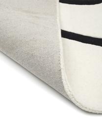 Tappeto in lana color bianco crema/nero con disegno One Line taftato a mano Line, Retro: 100% cotone Nel caso dei , Beige, Larg. 160 x Lung. 230 cm (taglia M)