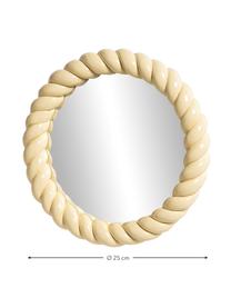 Specchio rotondo da parete con cornice gialla Braid, Cornice: poliresina, Superficie dello specchio: lastra di vetro, Giallo pastello, Ø 25 x Prof. 3 cm