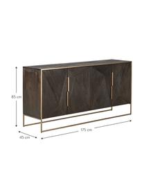 Sideboard Harry mit Türen aus massivem Mangoholz, Korpus: Massives Mangoholz, lacki, Mangoholz, Goldfarben, B 175 x H 85 cm